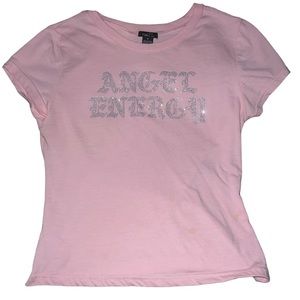 Angel Energy Baby Pink Bedazzled Crop Top